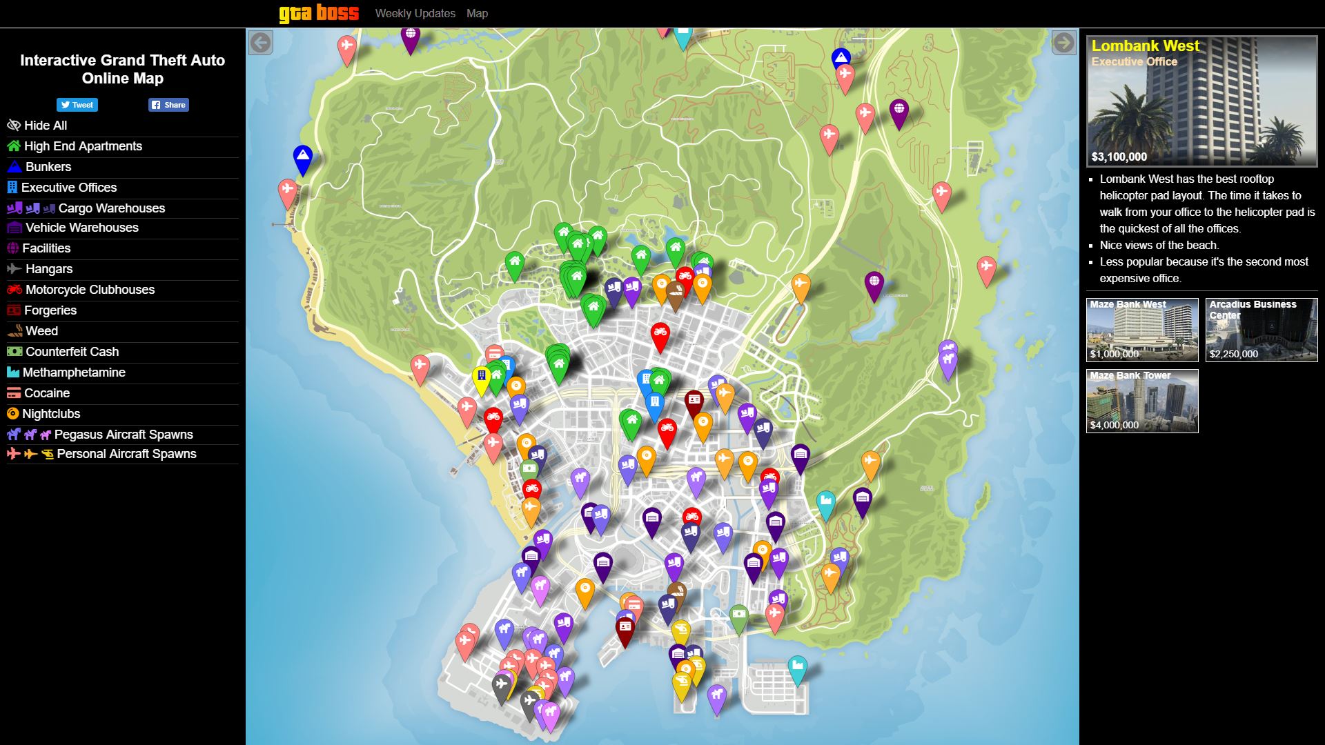 Grand Theft Auto 5 Online Map - GTA Boss